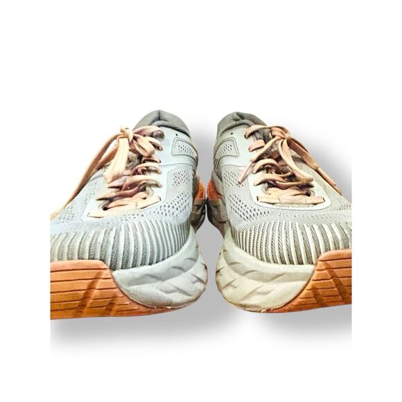 Hoka One One W Bondi 7 Womens Size 9.5 Gray Peach Running Shoes Sneakers Cushion - Picture 16 of 16